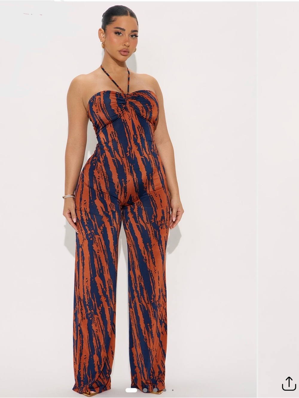 Striped Halter Jumpsuit in Navy & Rust